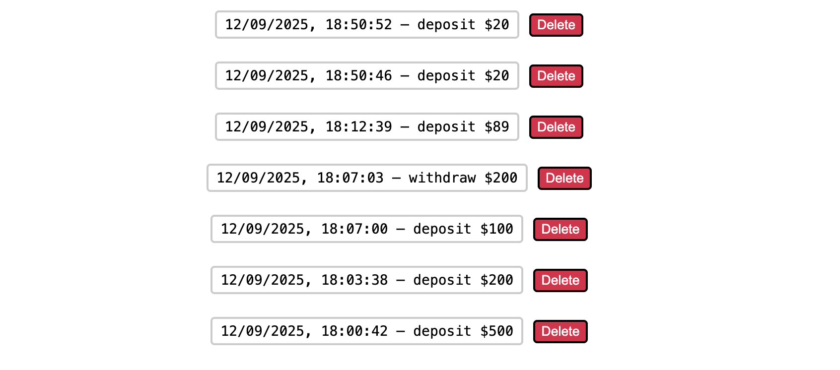 Transactions Page